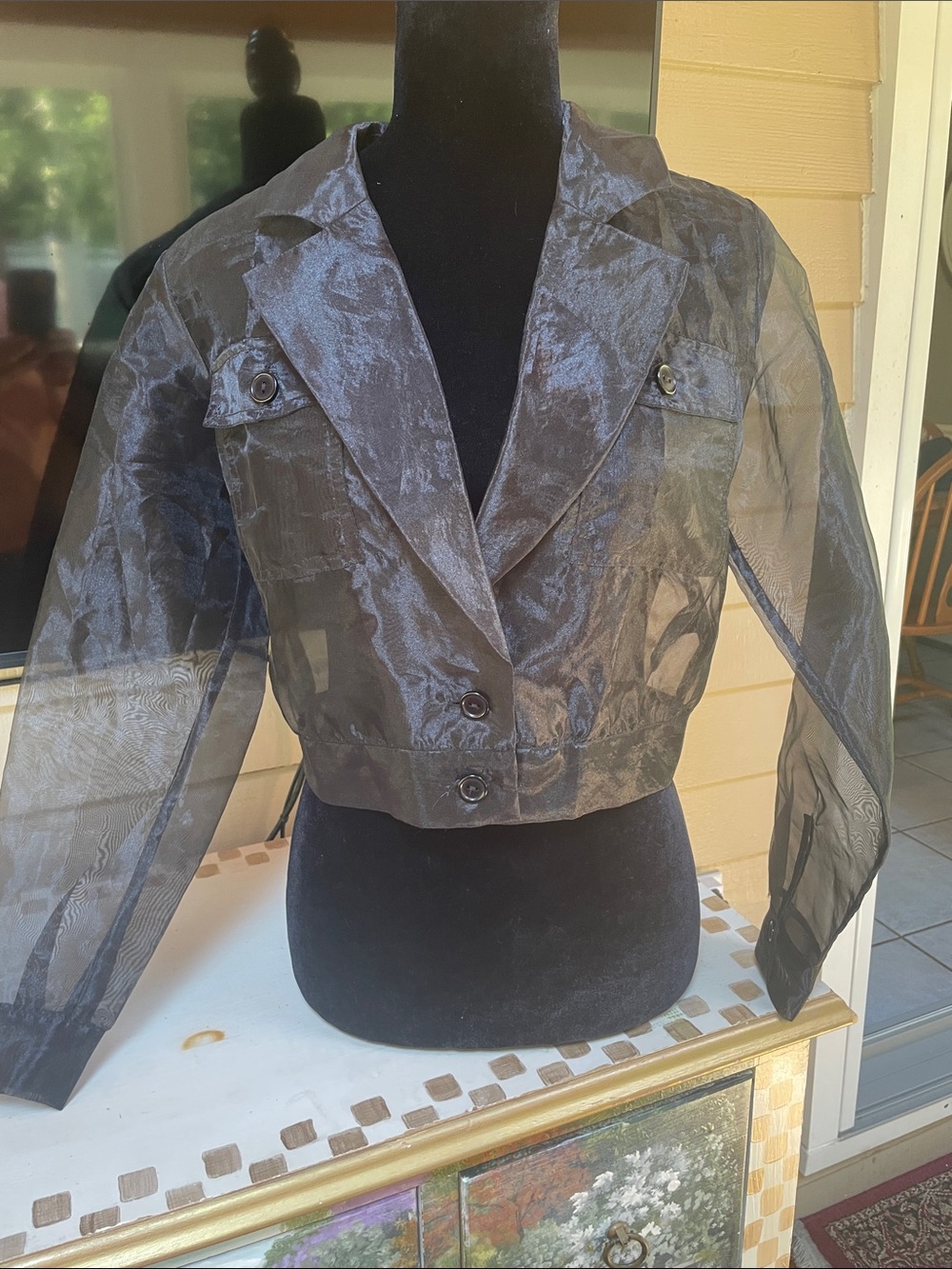 Bebe Organza Crop Blazer